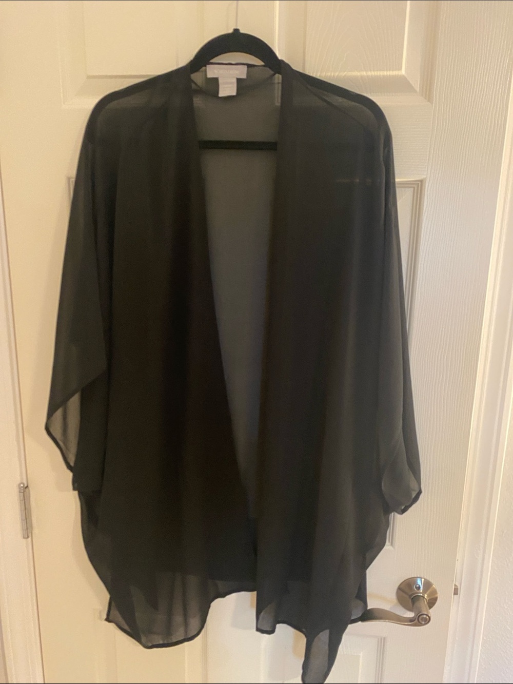 Nordstrom Black Sheer Open-Front Kimono Cover-Up